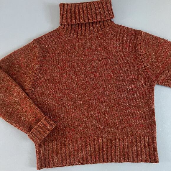 Mercer & Madison Lambswool Angora Marled Red Brown Turtleneck Sweater - Picture 1 of 4
